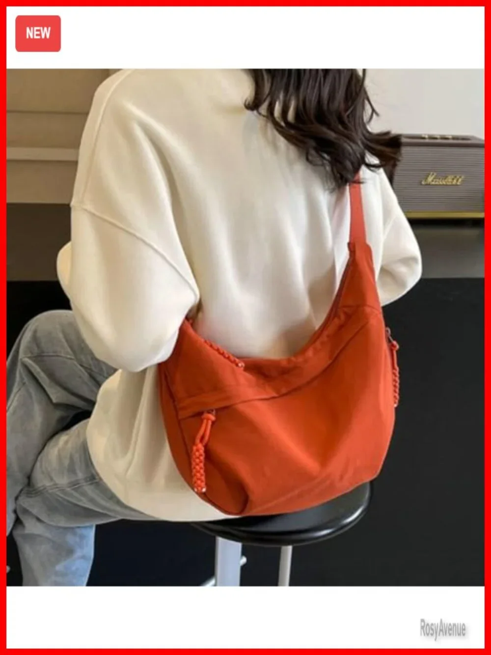 Retro Nylon Canvas Crescent Hobo Bag Crossbody Shoulder Bag Slouchy Dumpling